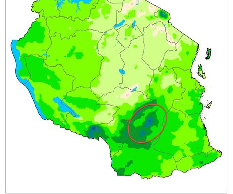 Tanzania average rainfall 1981-2011